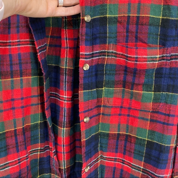 American Eagle Plaid Holiday Button Down Shirt Small - Picture 2 of 8